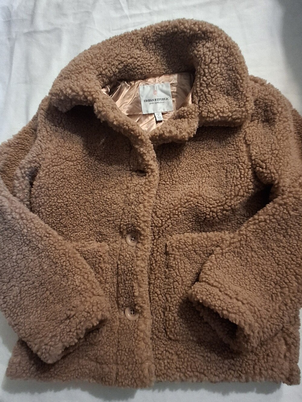 Urban Republic Girls Faux Shearling Teddy Coat Size M- Button Closure
